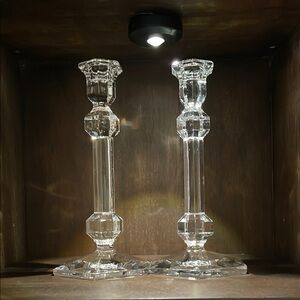 Val St. Lambert Gardenia Crystal Candle Sticks